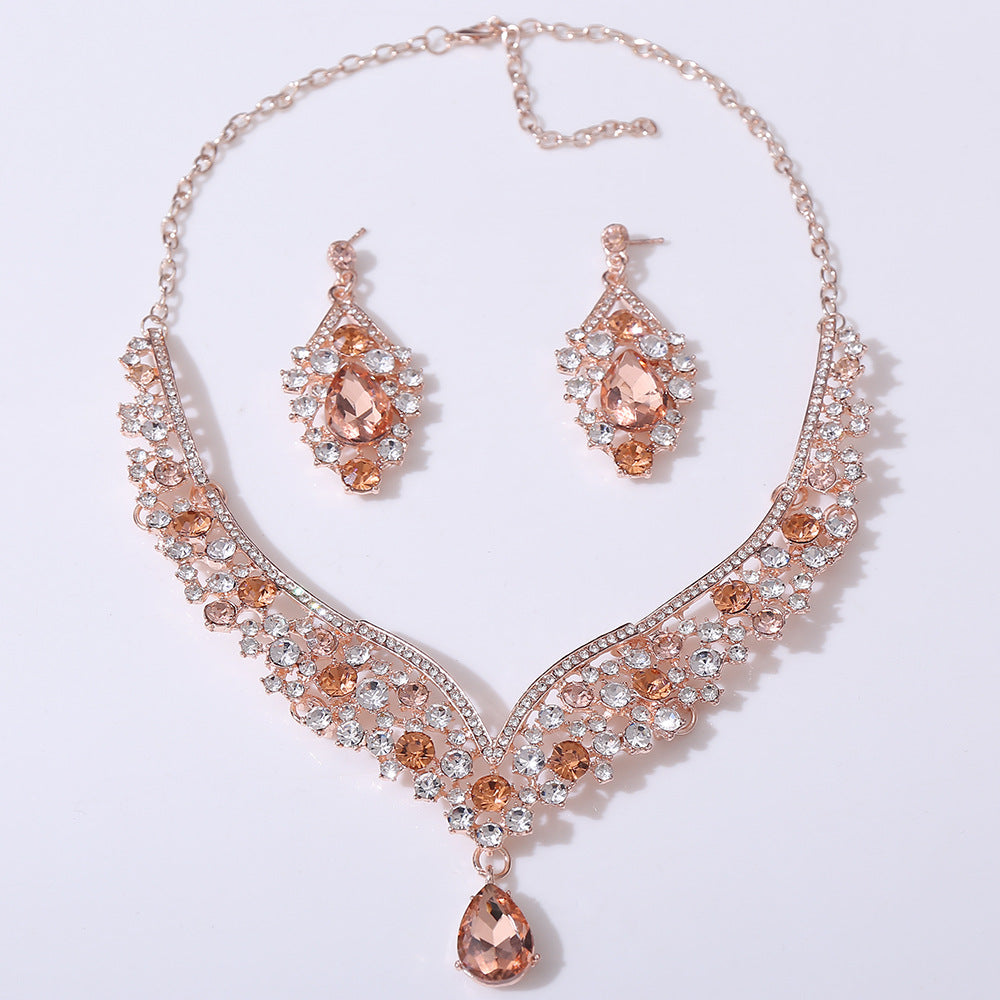 Exquisite Colorful Crystal Glass Drop-shaped Wedding Necklaces