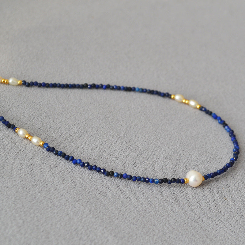 Design Carved Lapis Lazuli Beaded Freshwater Necklaces