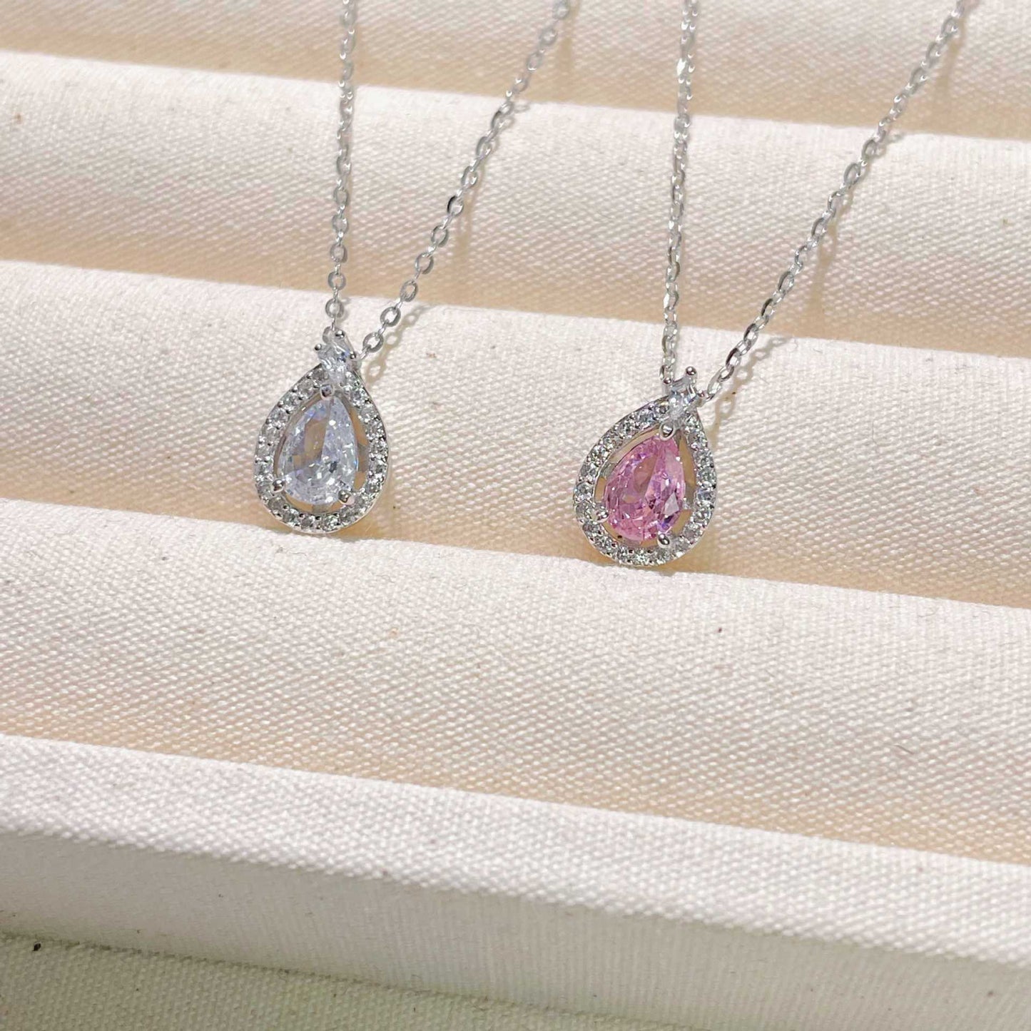 City Sterling Colored Gems Zircon Water Drops Female Fashion Minority Necklace