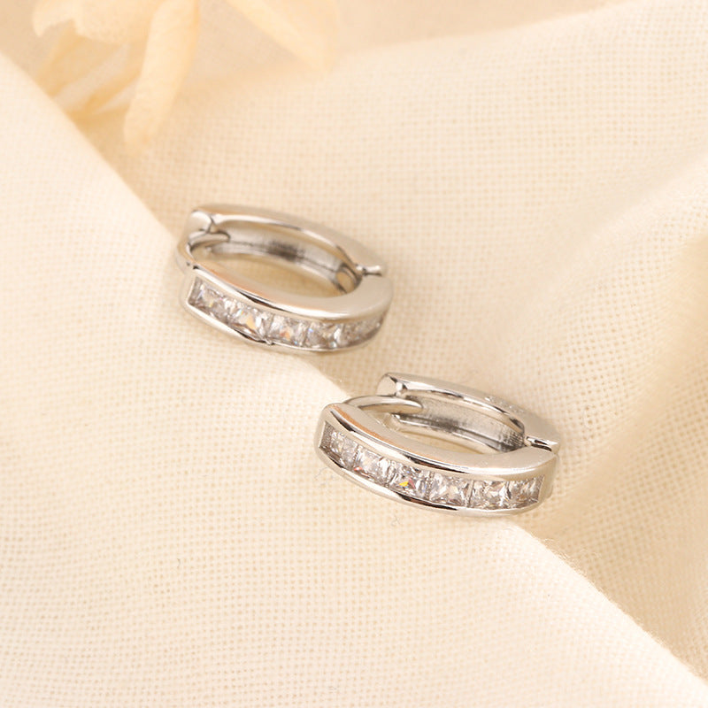 Drill Female Personality Wild Twin Circle Ear Earrings