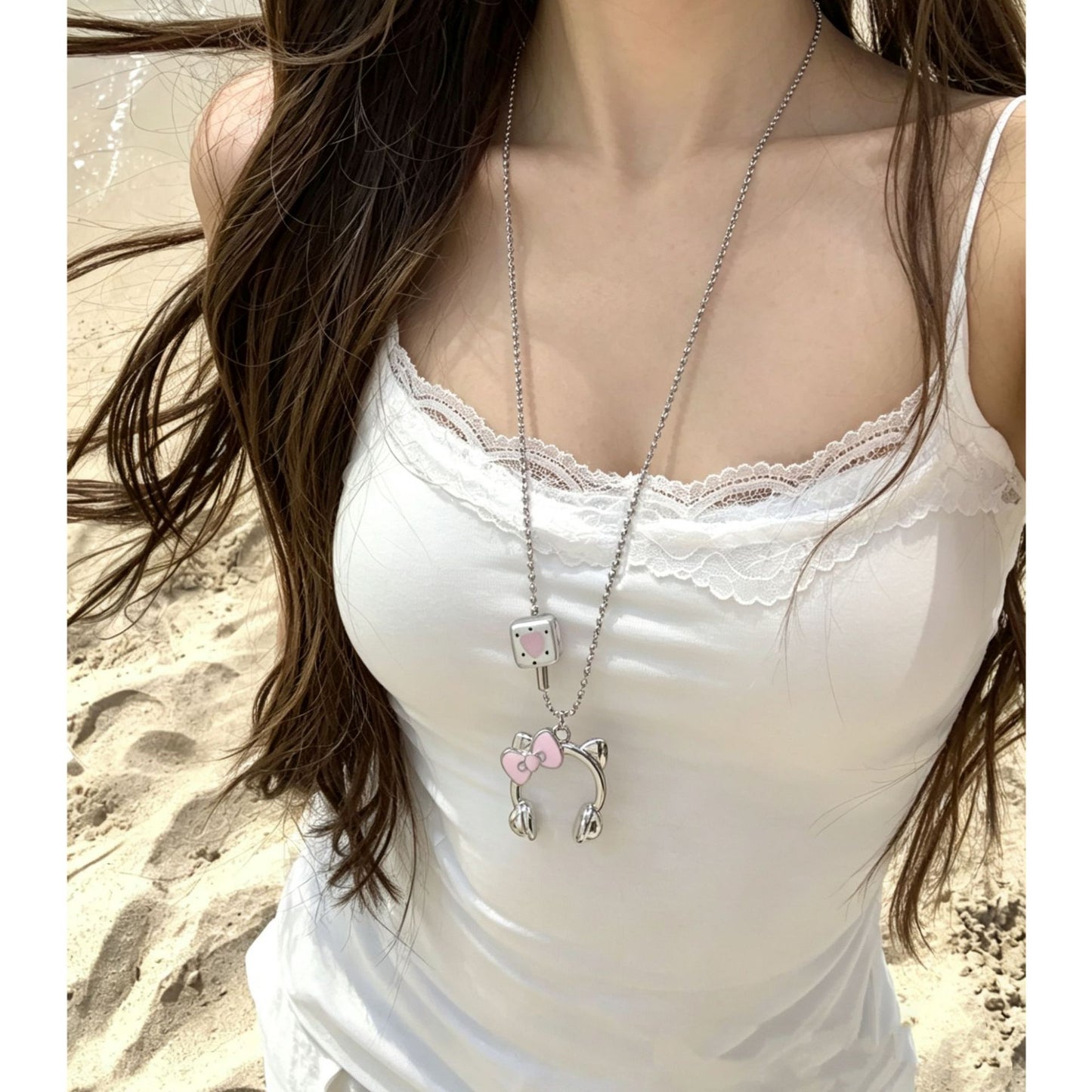 Headset Long Titanium Steel Female Niche Creative Sweet Cool Style Necklace