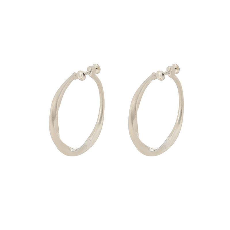 Brushed Sier Round High-grade Hoop Graceful Ear Clip