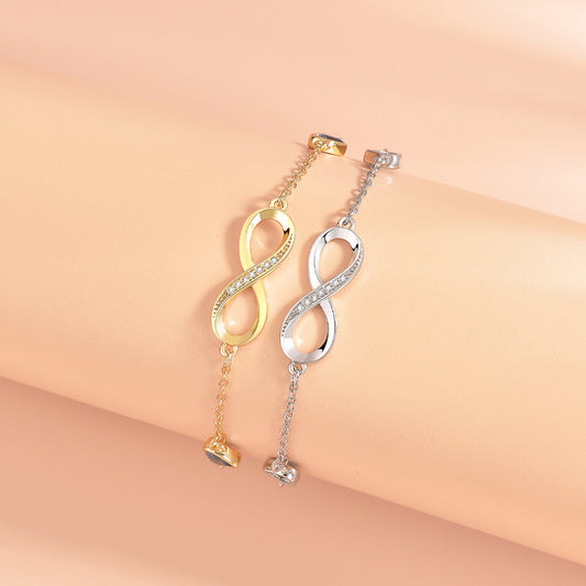 Symbole infini saphir amour cadeau bracelets en direct