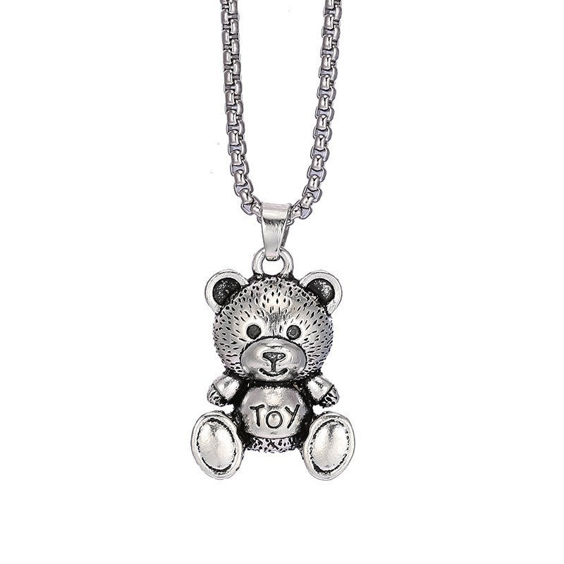 Women's Bear Titanium Steel Trendy Hip Hop Necklaces