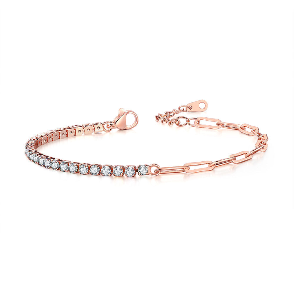 Women's Clip Stitching Tennis Round Zircon Birthstone Bracelets