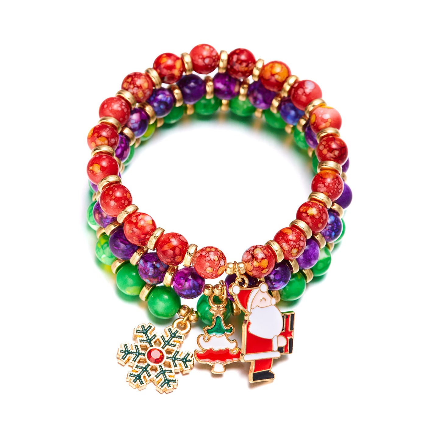 Christmas Holiday Tree Crutch Garland Beaded Bracelets