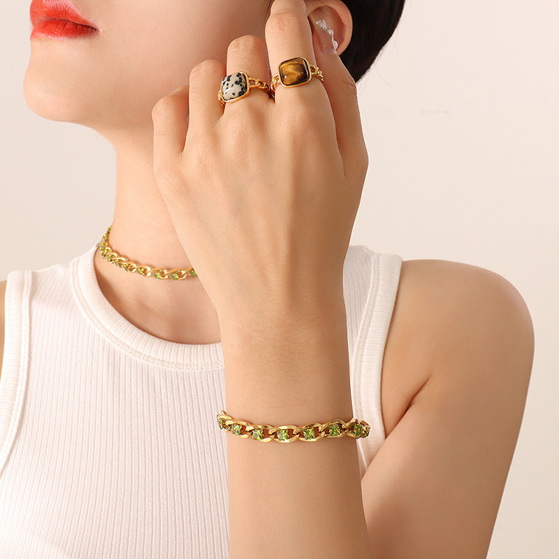 Colorful Zircon Diamond Light Luxury Delicate Jewelry Set