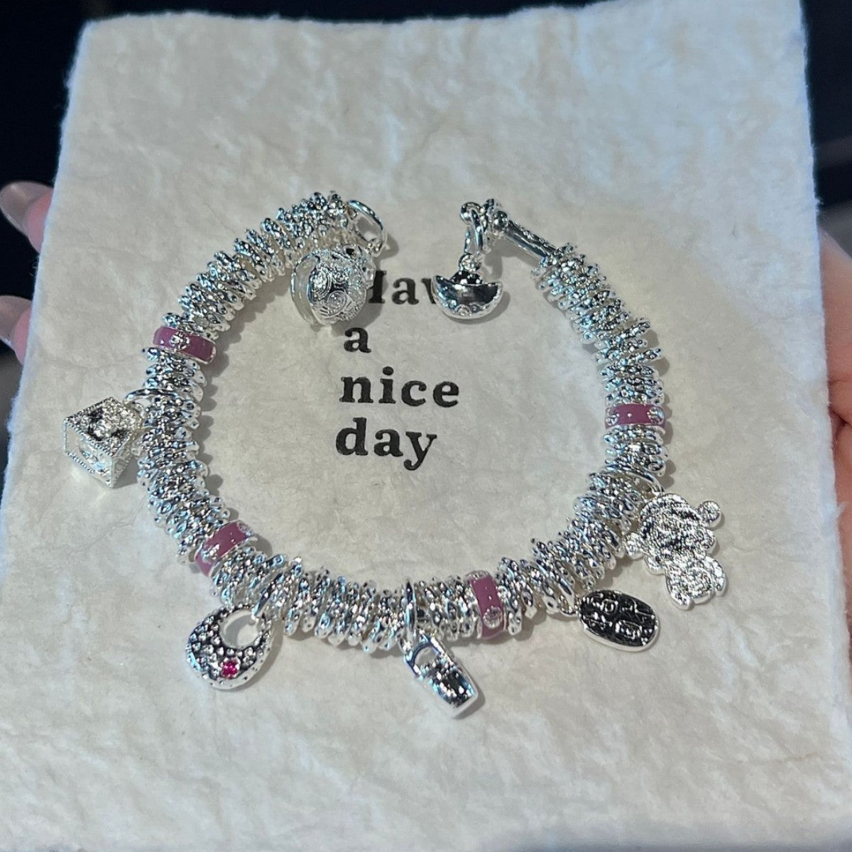 Winding Gourd Ingot High-grade Plated Sterling Sier Light Luxury Enamel Bracelets