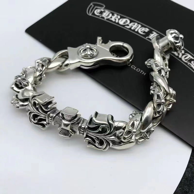 Men's Crook Hip Hop Cool Cross Rattan Flower Bracelets