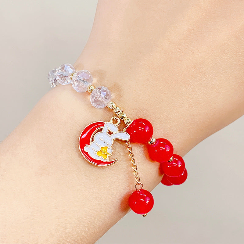 Bracelets de fleurs en cristal de dessin animé de princesse perlée pour enfants