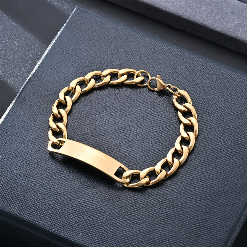 Women's & Men's Stainless Steel One-to-one Couple Curved Fashion Cuban Bracelet