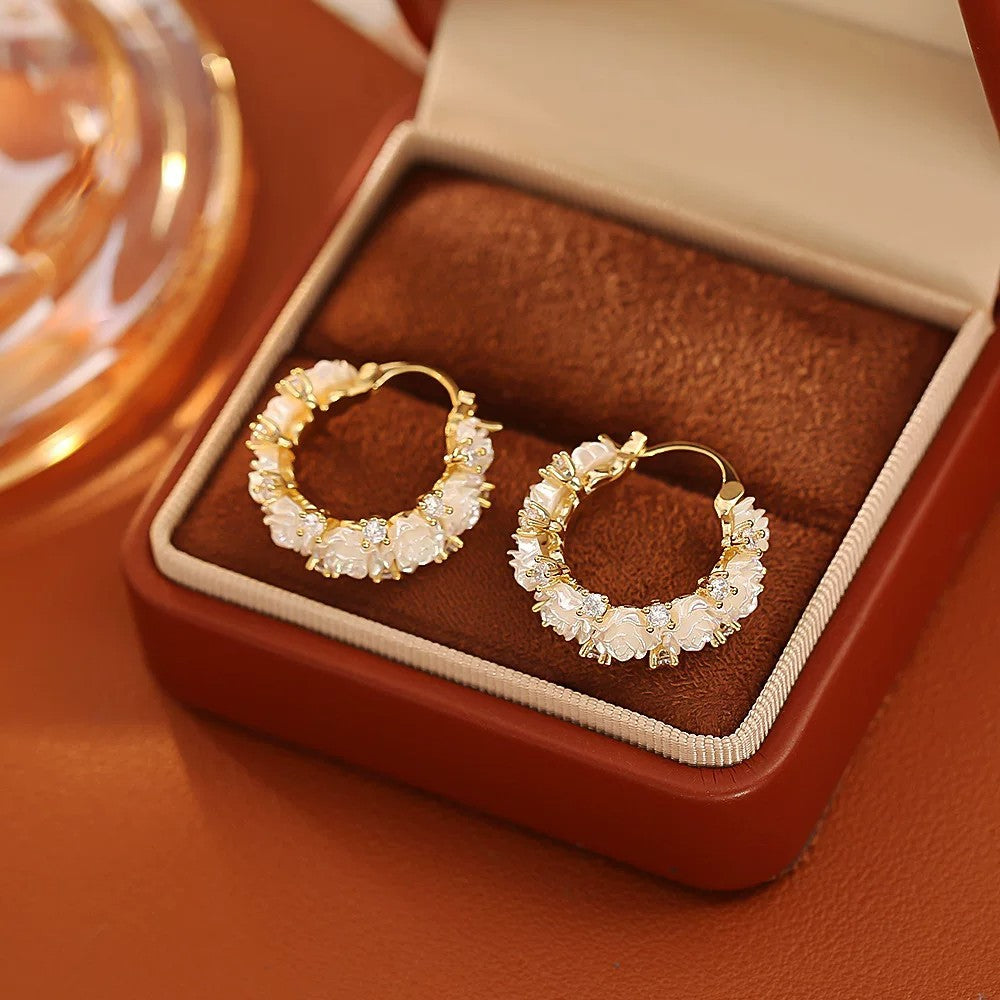 Rose Zircon High-grade Fashion Romantic Aura Female Fresh Sweet Ear Buckle