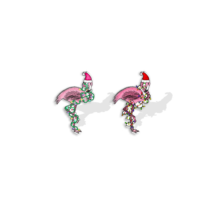 Acrylic Christmas Holiday Female Creative Cartoon Hat Resin Stud Earrings