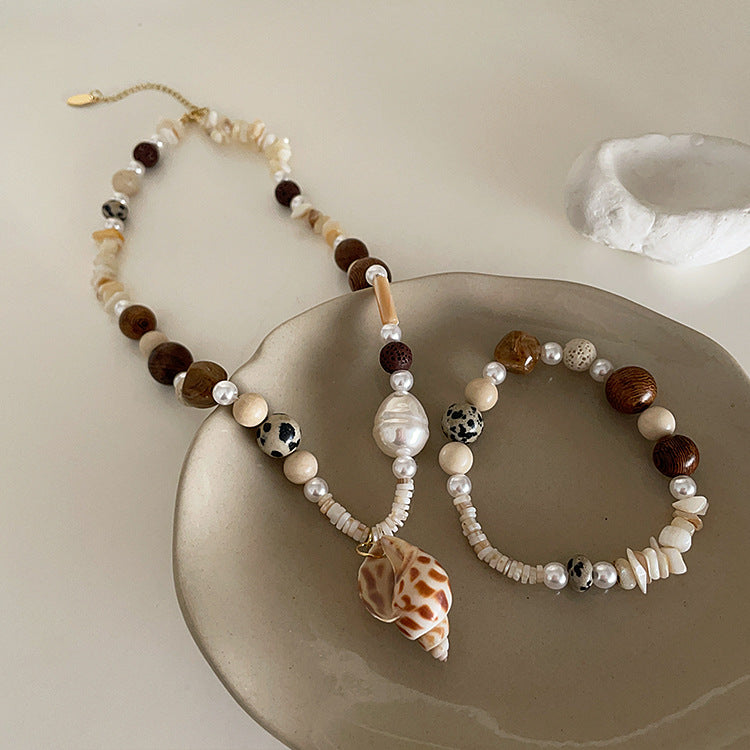 Chinese Style Natural Stone Shell Conch Bracelets