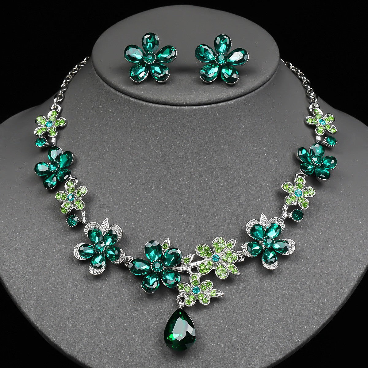 Exaggerated Alloy Suite Bridal Wedding Full Rhinestone Jewelry Set