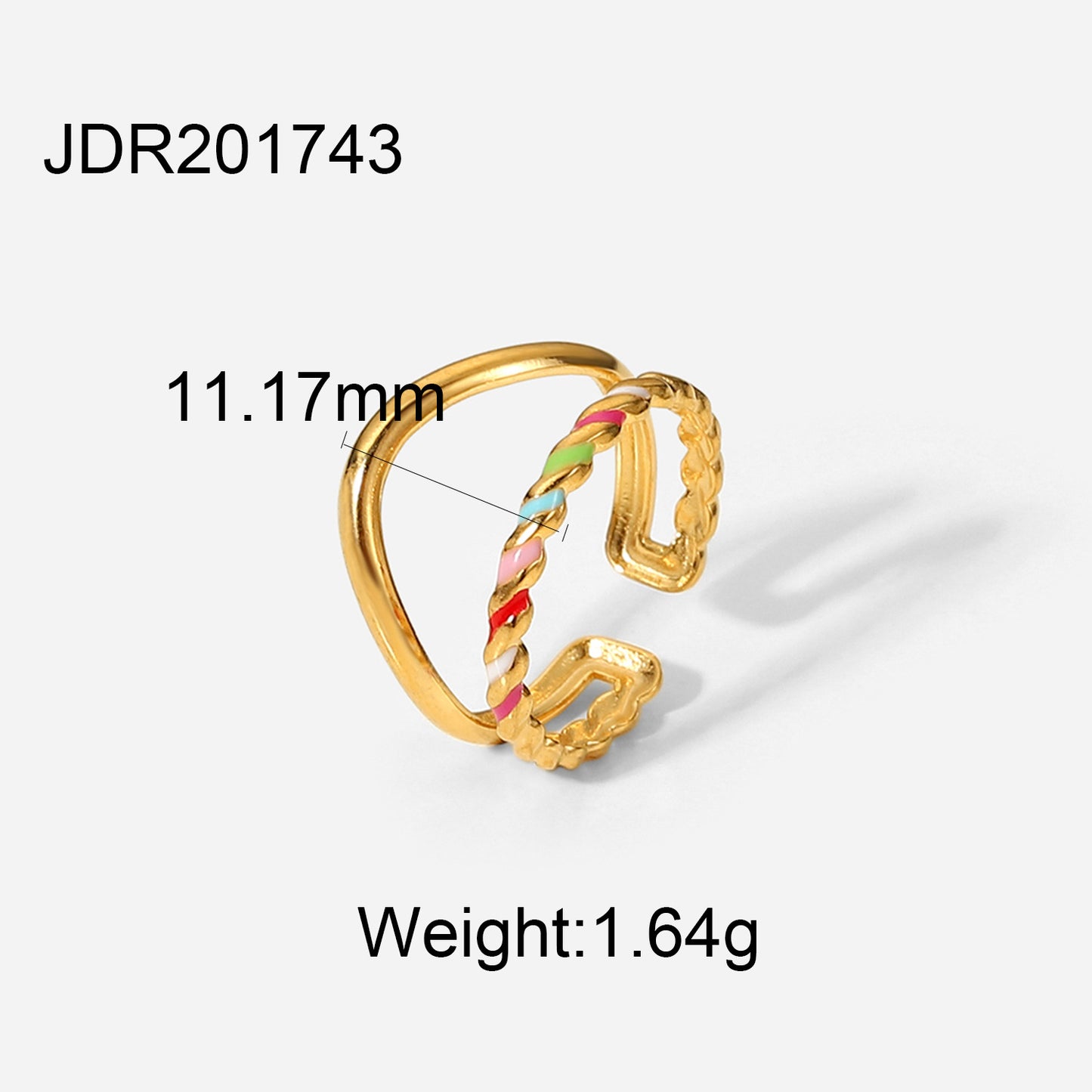 Women's Gold-plated Stainless Steel Fashion Geometric Colorful Rings