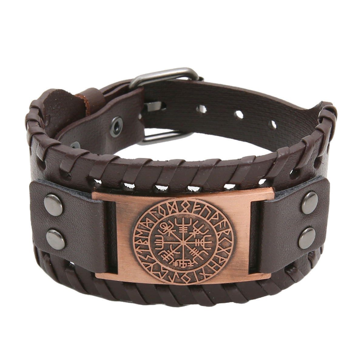 Herren Vintage Piraten Kompass Punk breite Lederarmbänder