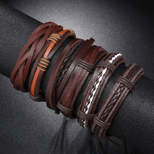 Ornament Simple Handmade Weave Vintage Leather Bracelets