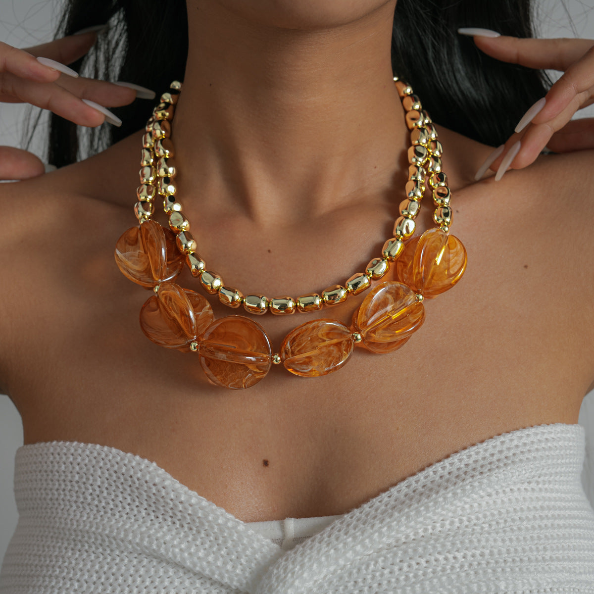 Women's Stitching Retro Personality Fashion Short Niche High Necklaces