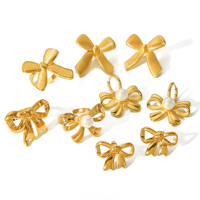 Women's Stainless Steel Bow Simple High-grade Ring