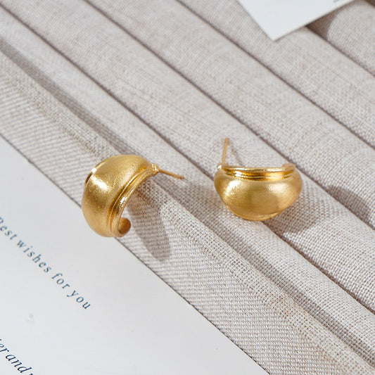 Women's Brushed Frosted Ball Retro Commuter High-grade Earrings