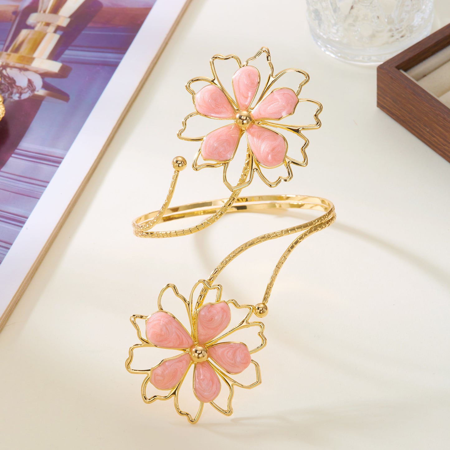 Hollow Three-dimensional Flower Niche Glaze Flowers Bracelet