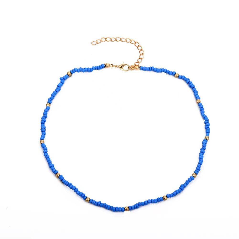 Fashion Beaded Colorful Small Beads Summer Beach Clavicle Chain Necklace