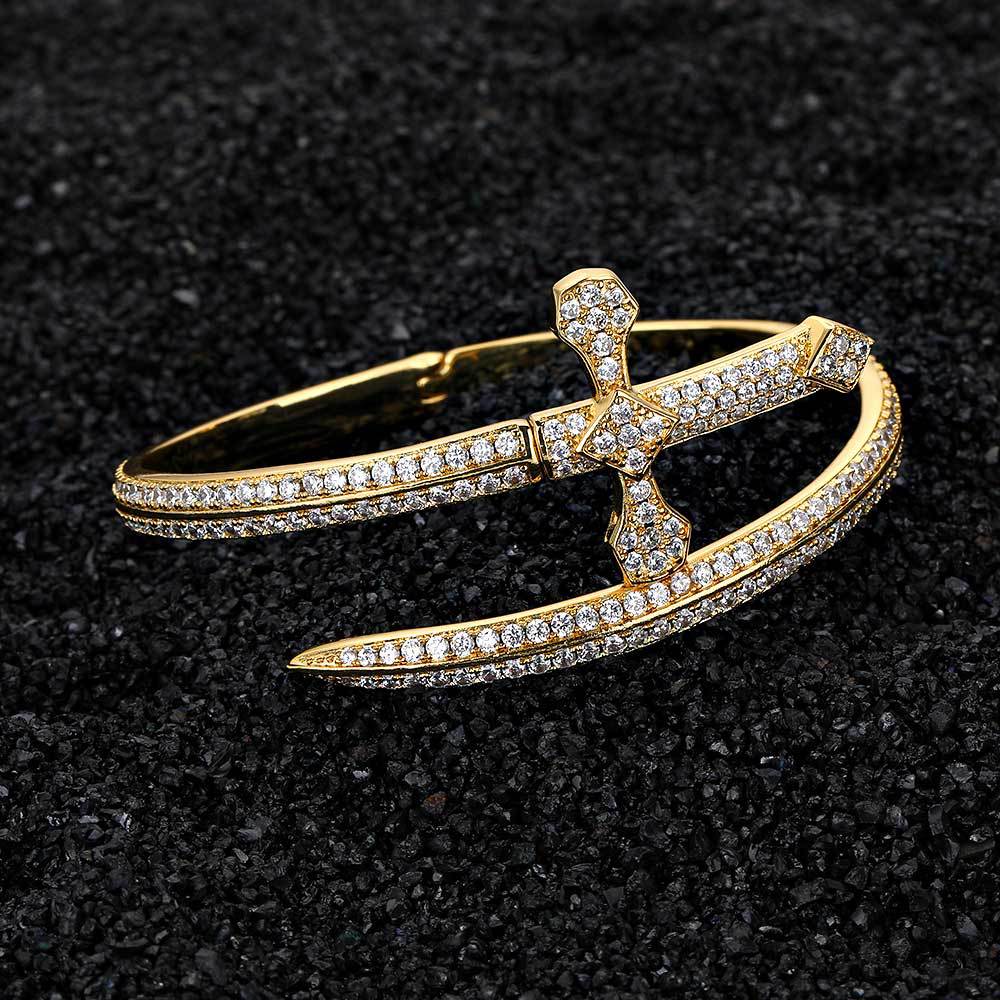 Men's Sword Cross Fashion Personality Zircon High Bracelets