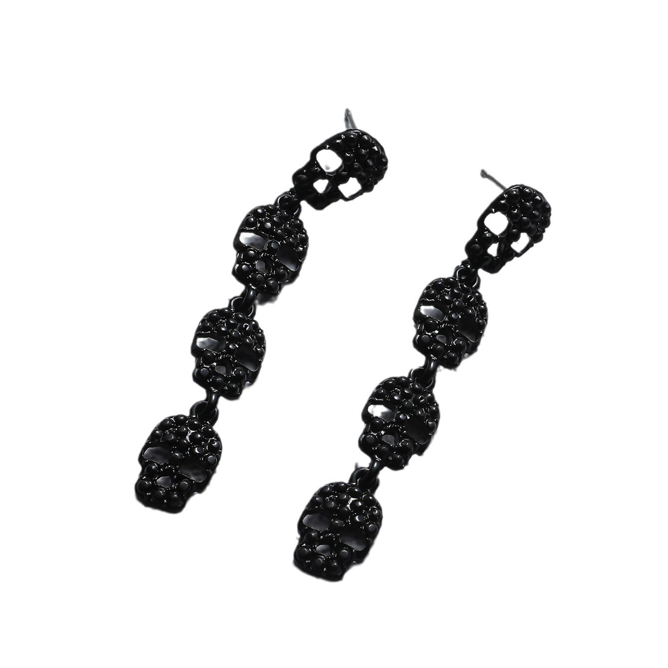 Boucles d'oreilles rétro noires avec tête de mort découpée, personnalité de la mode pour femmes