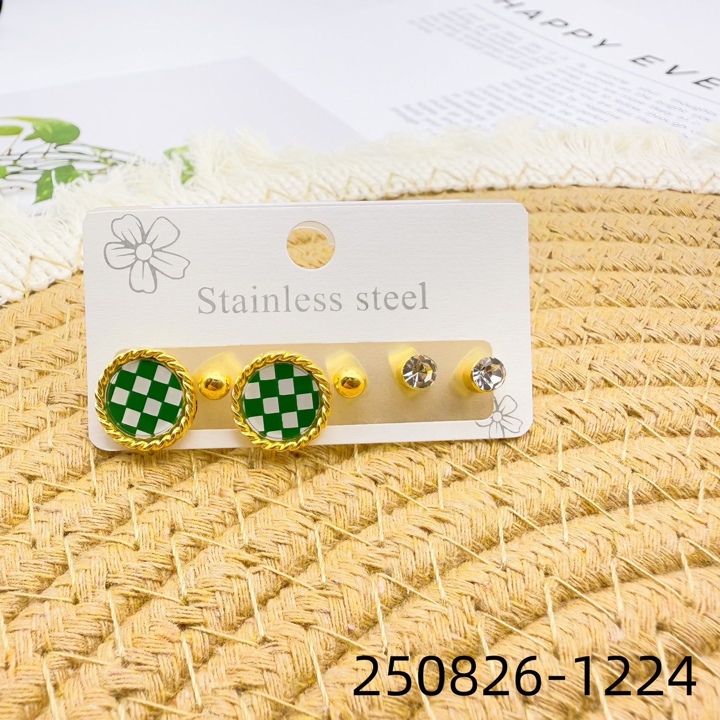 Women's Love Heart High-grade Stainless Steel Diamond Wild Trendy Golden Ear Stud Earrings
