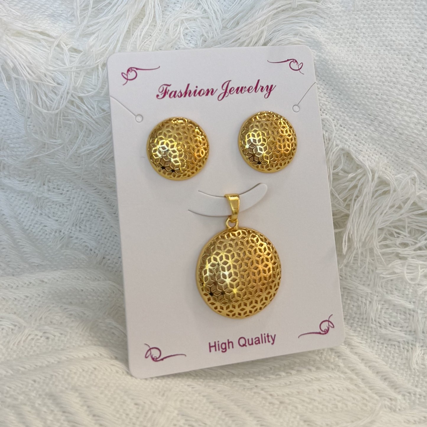 Love Heart Flowers Ear Baroque Gold Fashion Jewelry Set