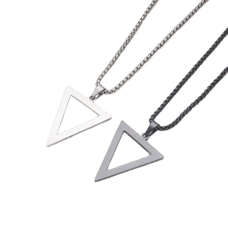 Men's Titanium Steel Black Triangle Stainless Geometric Necklace