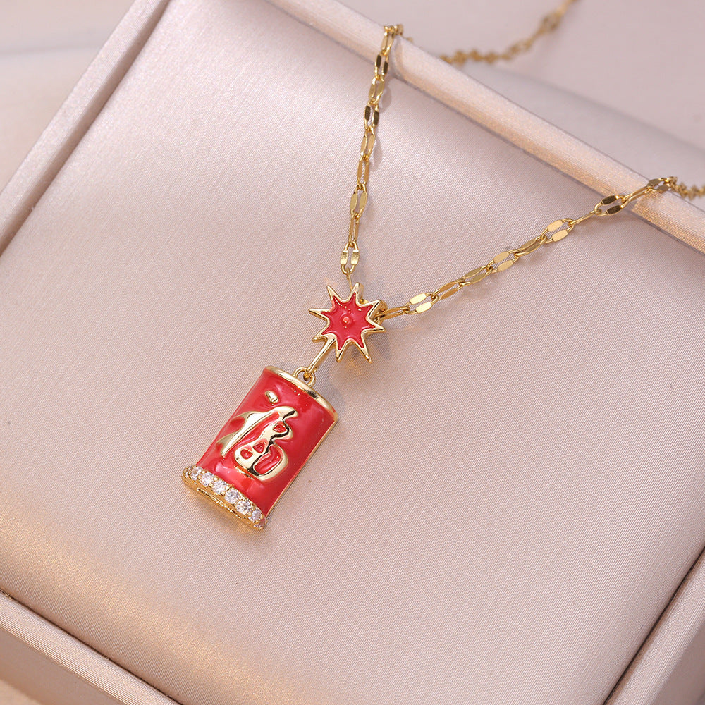 Women's Zircon Light Luxury Character Chinese Trendy Necklaces