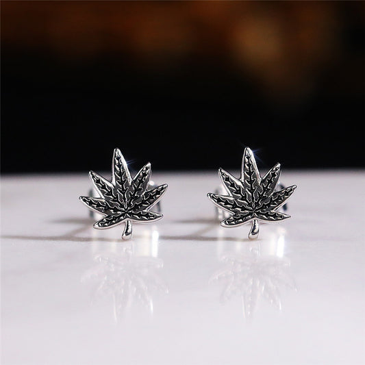 Blackening Craft Maple Leaf Ear Design Earrings