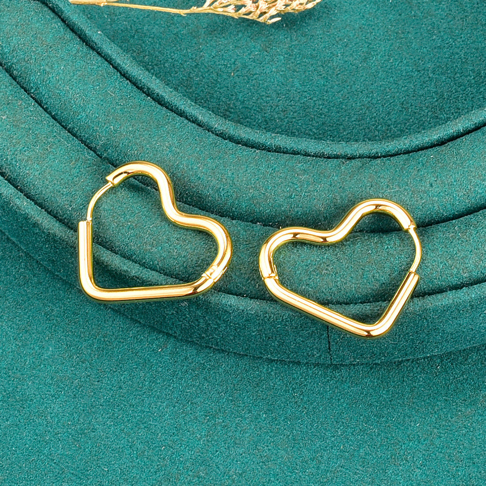 Drawing Sweet Pattern Solid Love Heart Gold-plated Texture Fashionable Earrings