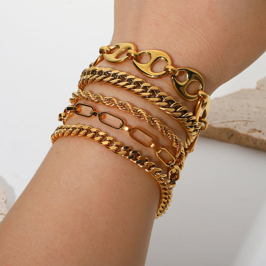 Women's Link Chain Brace Lace Flat Snake Bracelets