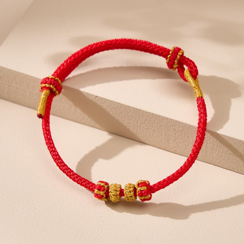Life Red Rope Beaded Hand Woven Braid Bracelets