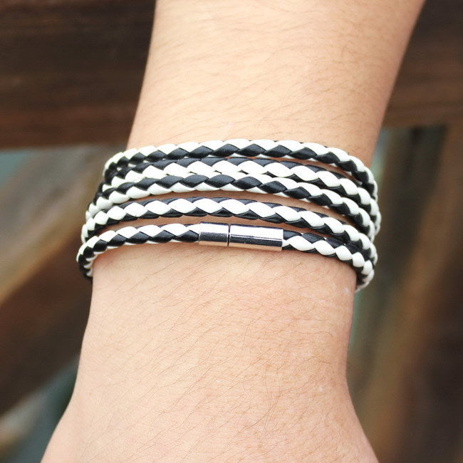 Bracelets tissés en corde de cuir pour femmes, hommes et faits à la main