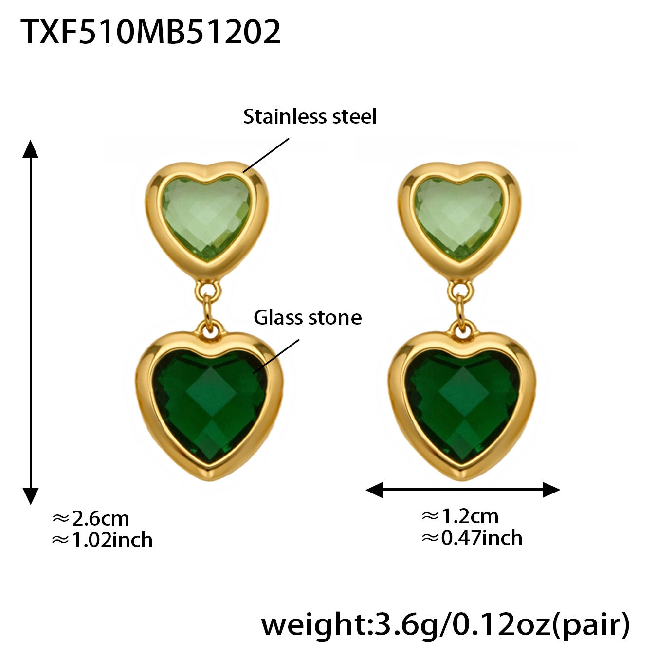 Cut Candy Color Heart-shaped Glass Stone Fashion Exquisite Stainless Rings