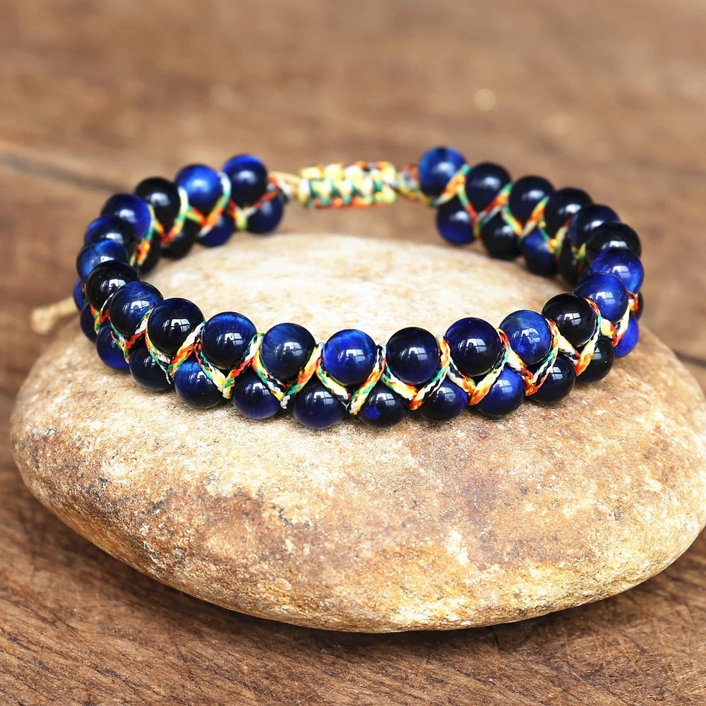 Comfortable Colorful Tigereye Ball Hand-woven Adjustable Bracelets