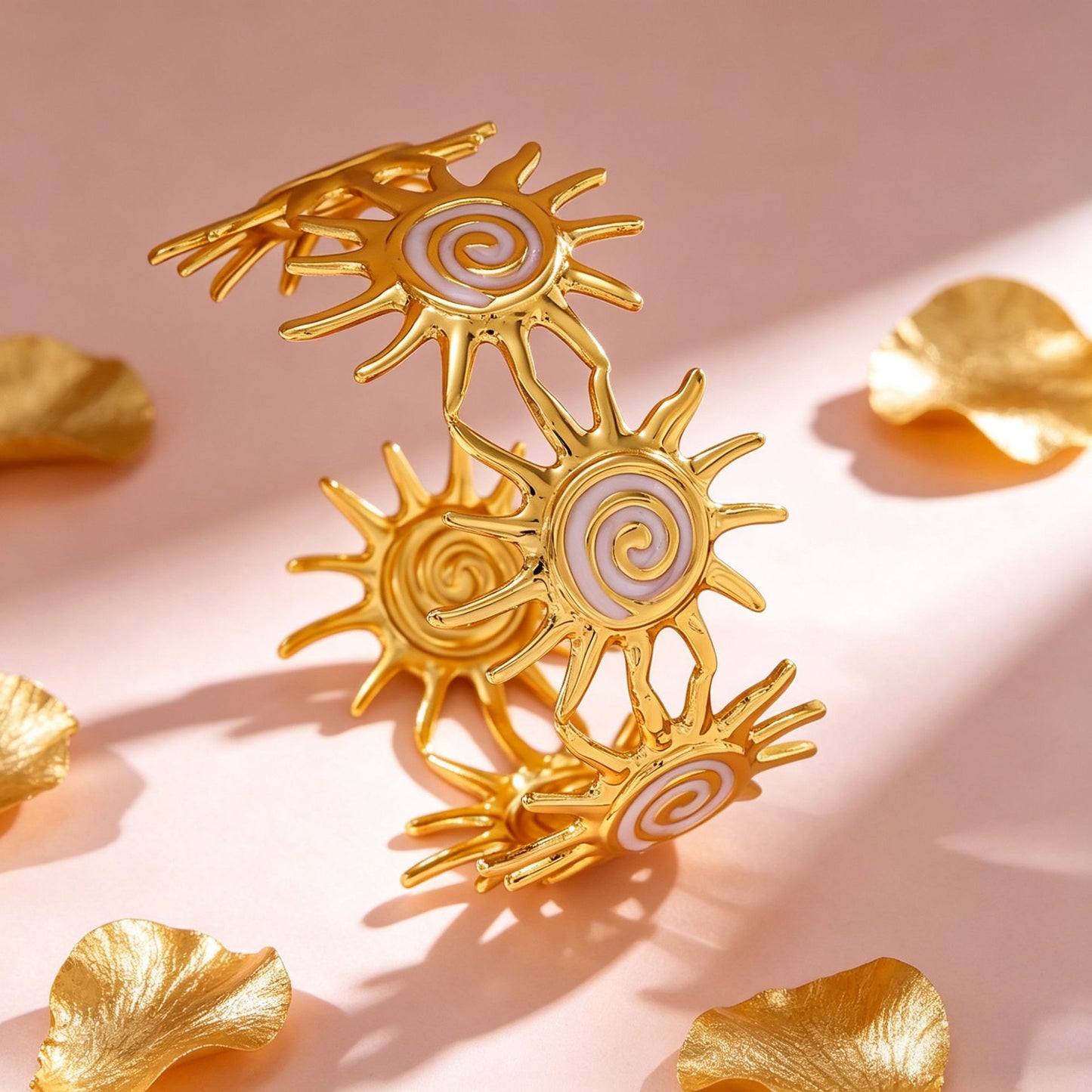 Sunflower Drip Glazed Shaped Open-ended French Retro Bracelet