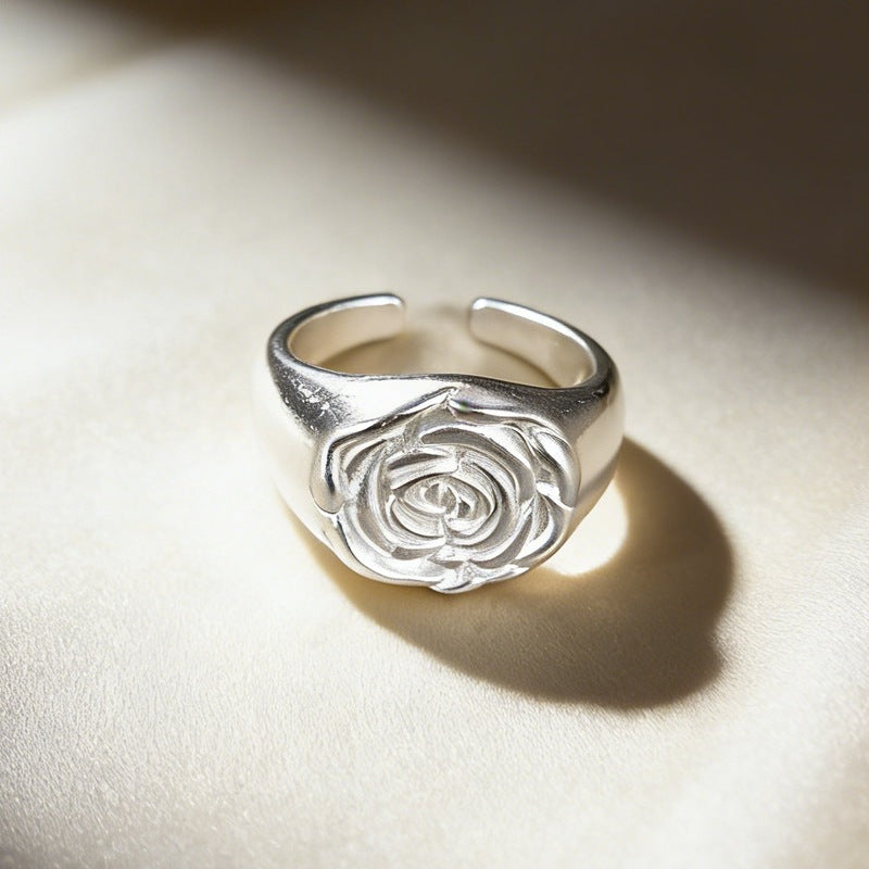 Sweet Cool Exquisite Rose Flower Female Fashion Temperament Entry Lux Rings