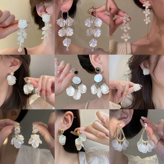 Imitation Shell Flower Elegant Tassel Casual Vacation Style Light Luxury Rings