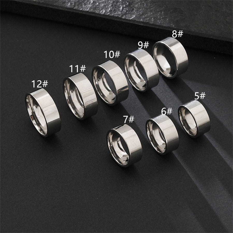 Women's & Men's Titanium Steel Glossy Can Carve Writing Couple Simple Commuter Cold Rings