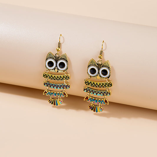 Women's Owl For Colored Glaze Dripping Oil Trendy Hip Rings