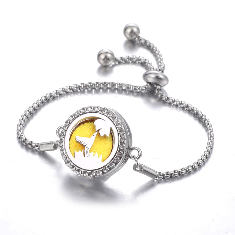 Steel Hollow Oil Lucky Tree Open Box Bracelet