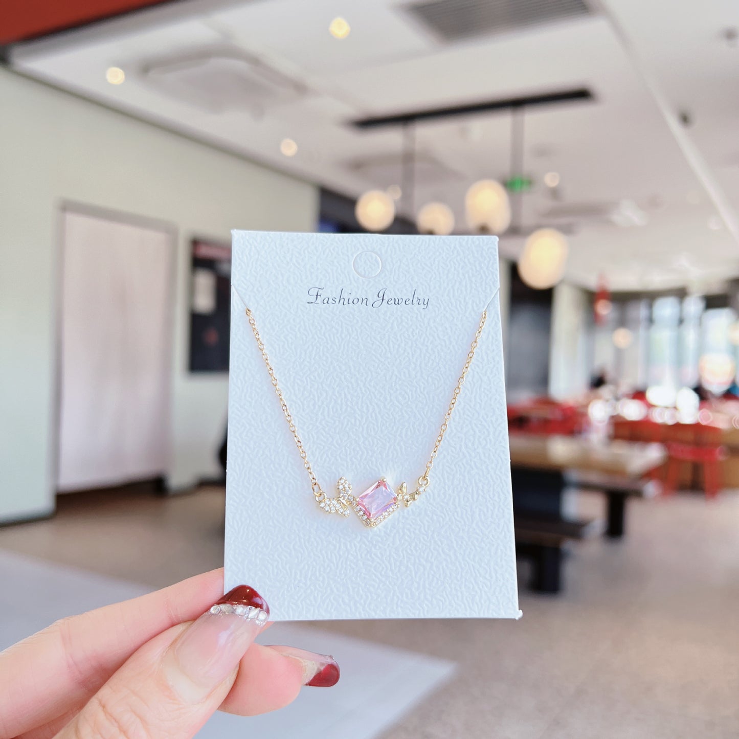 Luxury Sweet Super Pink Flowers Water Drop Female Fully Jeweled Necklace