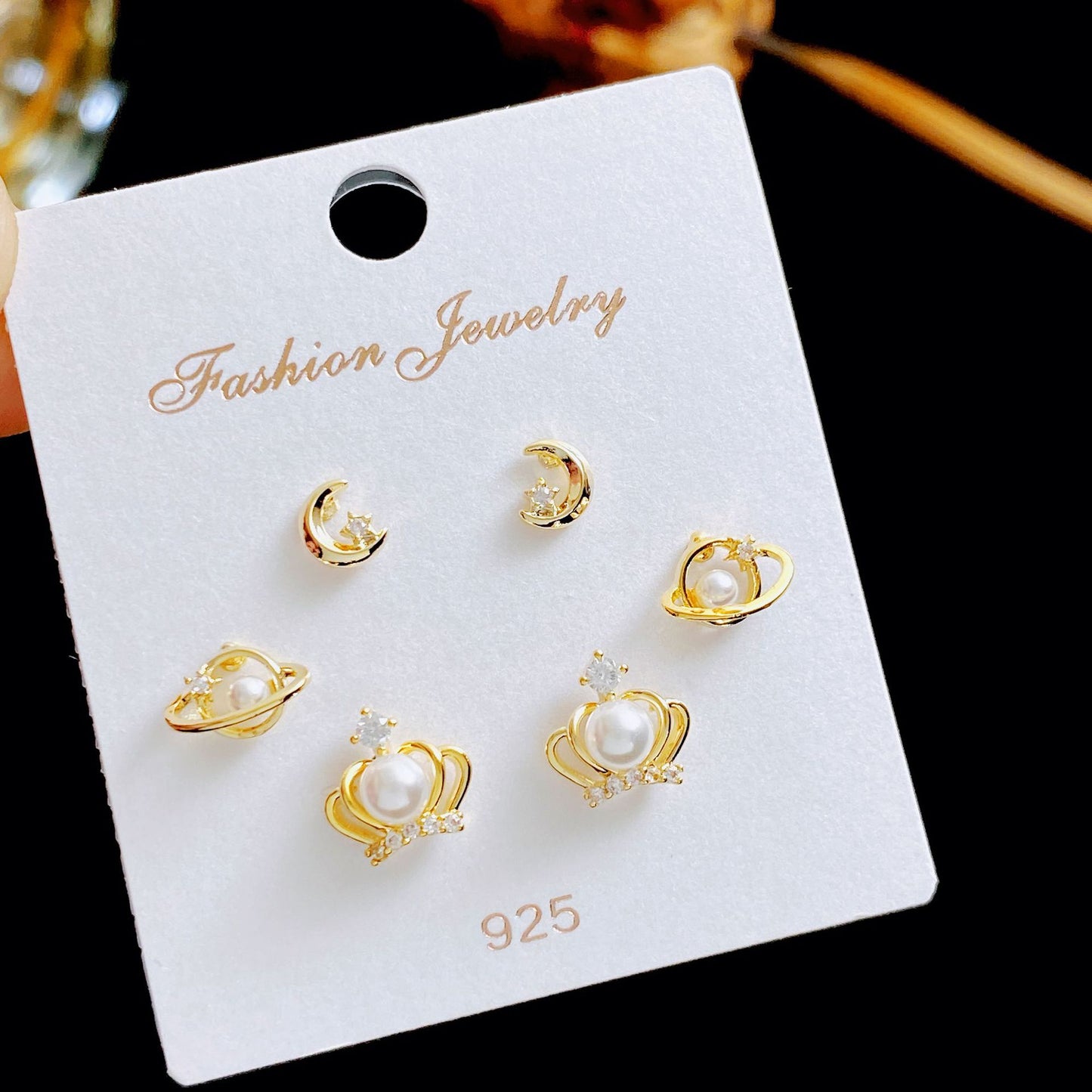Women's Three Pairs Storage Ear High Sense Earrings