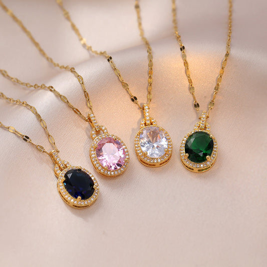 Broadcast Light Luxury Water Drop Full Rhinestone Zircon Korean Necklaces