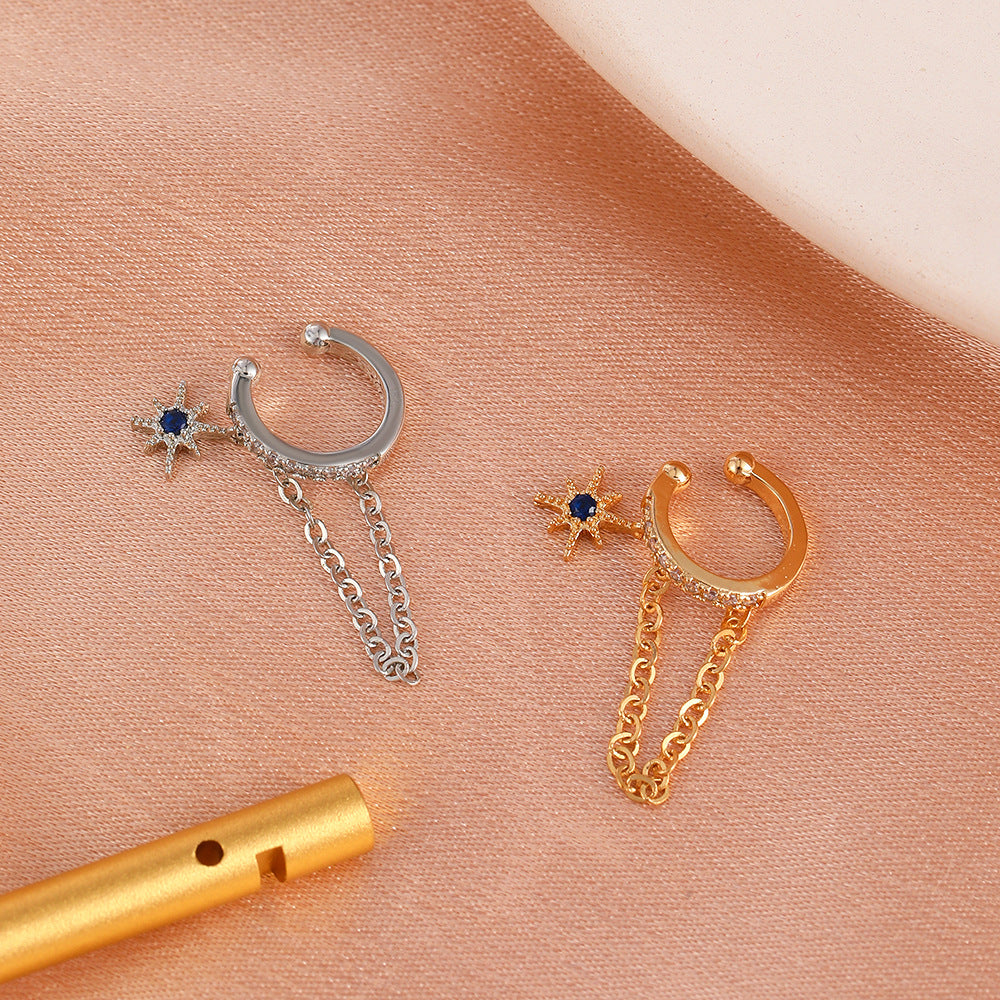 Simple Zircon Fashion Copper Inlaid Five-pointed Earrings